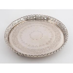 An antique Portuguese silver salver with pierced gallery and…