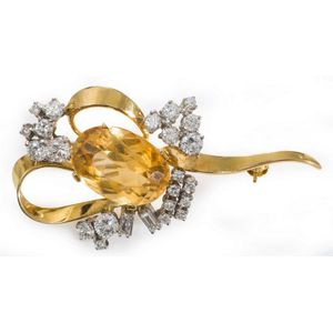 Citrine and Diamond Brooch by Hardy Brothers - Brooches - Jewellery