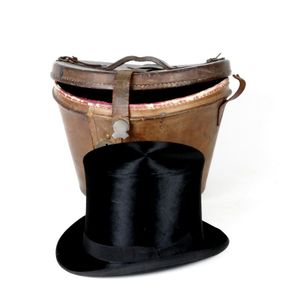 19th Century Beaver Skin Top Hat & Original Leather Hat Box, c.1880 – S16  Home