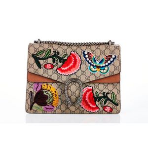 Gucci Butterfly Floral Perforated Leather Messenger Crossbody