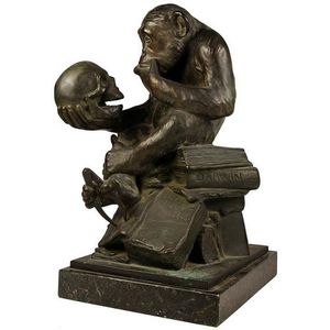 Bronze, after Hugo Rheinhold 'Affe mit Schädel', inscribed…