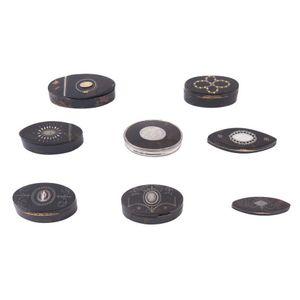 Eight Georgian tortoiseshell pique patch boxes, 18th and 19th…