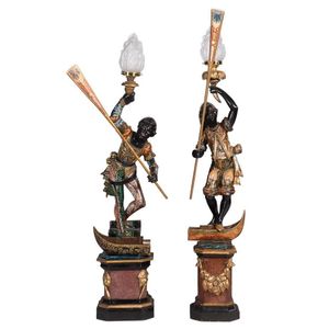 A near pair of Venetian blackamoors, 19th century, the tallest…