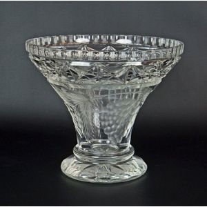 A large cut glass vase (likely Czech), height 22.2 cm