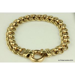 A two tone gold bracelet, 9ct yellow gold with featured rose…