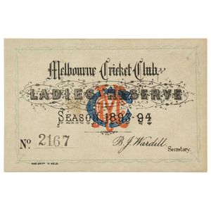 Melbourne Cricket Club: 1893-94 ladies reserve season ticket,…