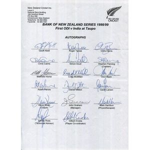 New Zealand: official team sheets for 1998-99 1st Odi V India…