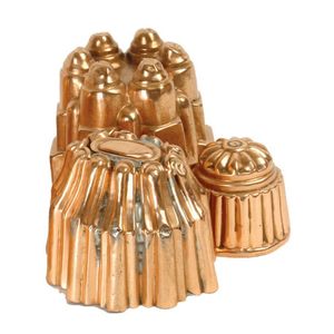 Three late 19th century copper food moulds, varying sizes and…