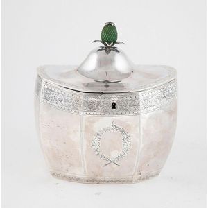 George III sterling silver tea caddy, octagonal shape, the…