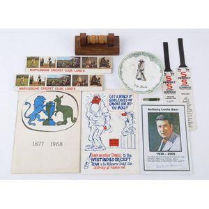 Selection with 1968 Melbourne Cricket Club dinner menu with Weg…