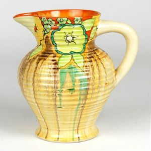 A Clarice Cliff Bizarre jug, in the Lydiat pattern, 564 '…