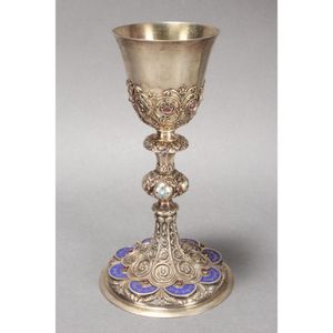 Magnificent mid 19th century French gilt silver enamel and gem…