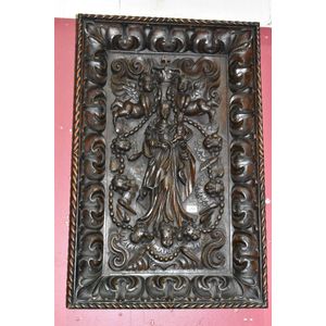 'Madonna and Child' 17th/18th century carved oak altar panel…