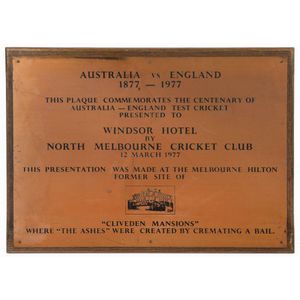 Australia V England 1977 Ashes Centenary: commemorative brass…