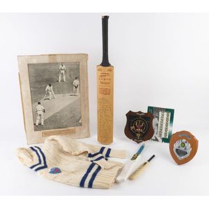 Selection with c.1986-87 miniature cricket signed by English…