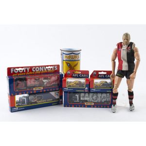 Memorabilia selection with 1998 Matchbox cars (2) with Hawthorn…
