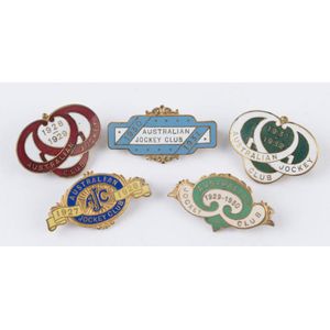 Australian Jockey Club Membership badges for 1927-28, 1928-29,…