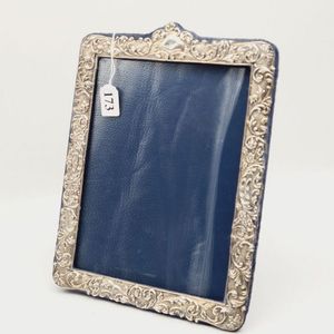 Photo frame, Edwardian sterling silver embossed, floral…