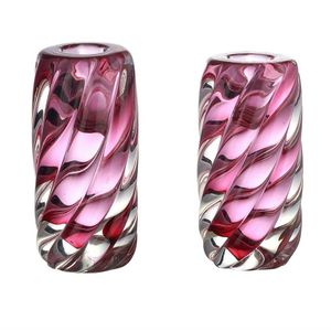 Archimede Seguso (1909-1999) a pair of pink Murano glass candle…