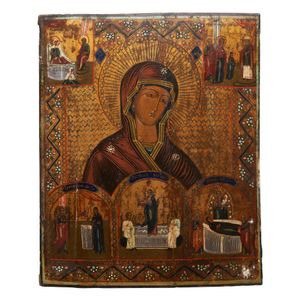 A Russian icon of the life of the mother of God, 19th century,…