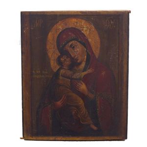 A Russian icon of Vladimir mother of God, 19th/20th century,…
