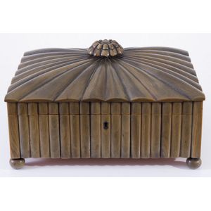 An Anglo-Indian horn sewing box, mid 19th century, of…