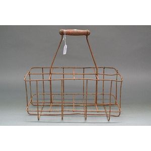 Vintage French metal bottle basket