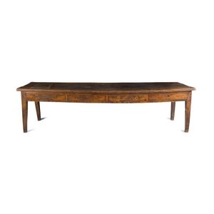 Long Provincial Hardwood Table with Four Drawers - Furniture - Oriental