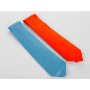 Hermes, two silk ties, orange and blue, in original boxes (2)