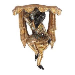A Venetian polychrome painted blackamoor wall sconce C1880, the…