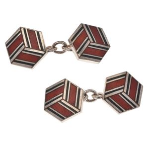 Louis Vuitton Damier 4 Square Enamel Sterling Silver Cufflinks