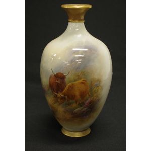 Royal Worcester Stinton highland cattle vase circa 1910, with…