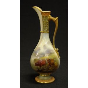 Royal Worcester Stinton small ewer circa 1910, with hand…