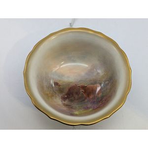 Royal Worcester bowl, decorated with hand painted highland…