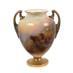 A Royal Worcester covered vase by Harry Stinton, 1924, ovoid…