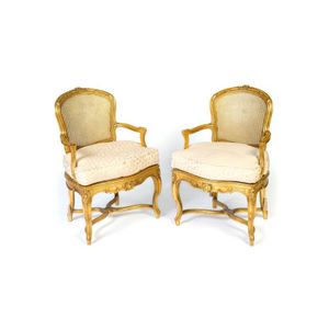 Pair of French Louis XV Style Bergères À Oreilles with Carved