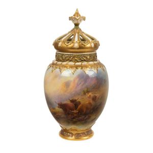 A Royal Worcester pot pourri jar by Harry Stinton, circa 1930,…