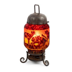 A tortoiseshell glass cameo night light by Le verre Francais,&hellip;