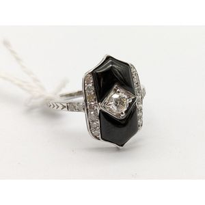 Onyx & Diamond Bezel Set Dress Ring in 9ct Yellow & White Gold main image 0