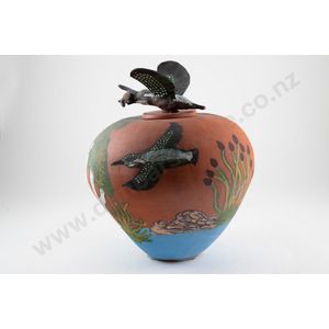 Esther Kennedy, Hermannsburg 'Kingfisher' pot with original…