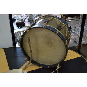 Vintage French brass and wood side drum, approx 41 cm diameter