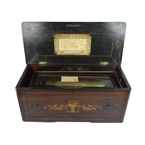 19th century Swiss 8 Huit Airs music box brass cylinder with…