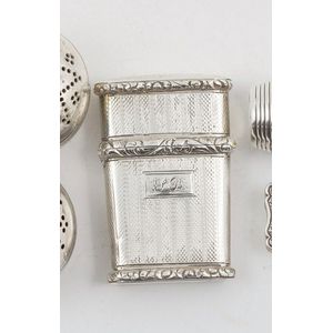 George III sterling silver etui machine turned engraving,…