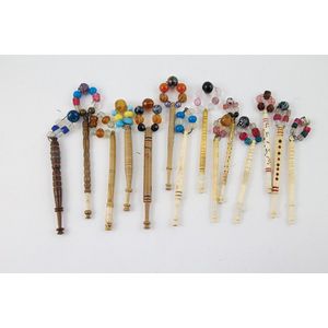 Collection fourteen antique lace Bobbins including, ivory, bone…