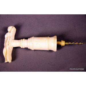 A vintage Chinese erotic lady bone corkscrew, early 20th…