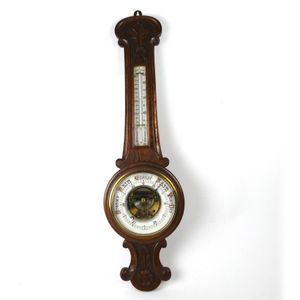 Victorian Oak Banjo Barometer with Thermometer - Barometers ...