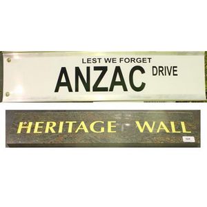 A granite Look Heritage wall sign & 'Anzac Drive' Street sign…