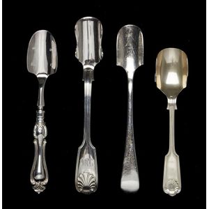 A collection of four Stilton scoops a double struck fiddle…