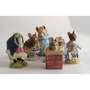 Five Beswick Beatrix Potter brown backstamp figures Aunt…