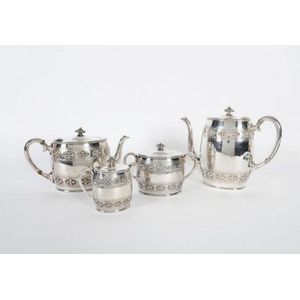 A four piece silver plated tea service, English, 19th century,…